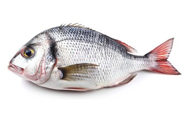 Sea bream or dorada fish with lemon isolated on white background