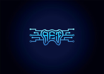 Letter AFI Modern Technology Vector Monogram Dental care shape Logo.