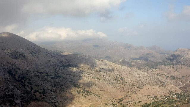 Drone footage of the White Mountains (Lefka Ori) in Chania city in the Greek island of Crete