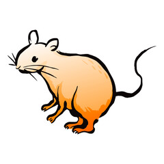 ネズミの和風ベクターイラスト（カラー)。