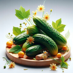 cucumber on a white background, digital art, 3d rendering