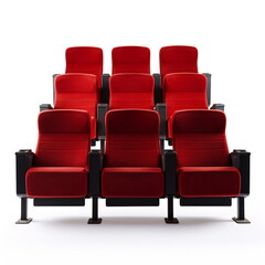 Modern red theater seats isolated on white background for elegant interior design