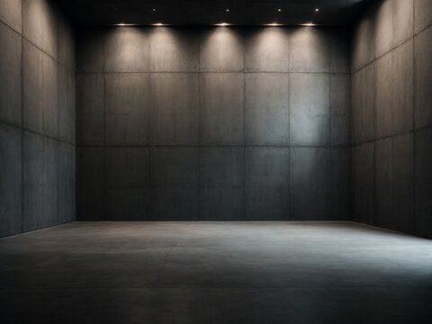 Abstract dark empty concrete interior room, interior wall, wallpaper and background, for product ads