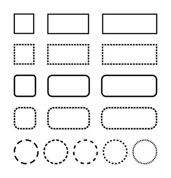 Rectangle and cricle shape solid and dot outline background.