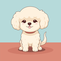 Cute cartoon dog of a cute poodle. Vector illustration in flat style.
