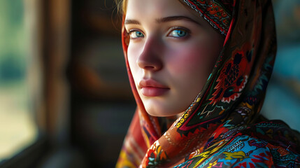 Portrait of a Beautiful Russian Slavic Woman - obrazy, fototapety, plakaty