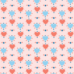 Pattern with hearts on pink background. Template for design, postcards, print, poster, party, Valentine's day pattern.