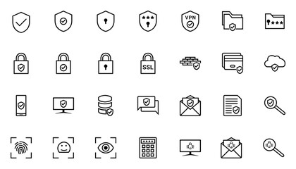 Cyber Security Line Art SVG Icons Set