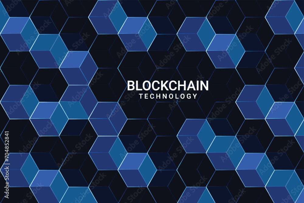 Poster abstract hexagonal molecular design. blockchain structures in technology background and science styl