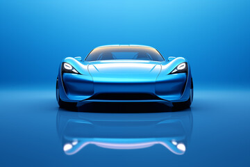 The futuristic a blue sports car on a blue background