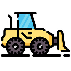 bulldozer filled outline vector icon