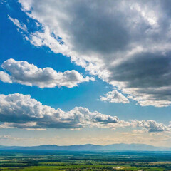 Blue sky full of clouds and sunshine background
