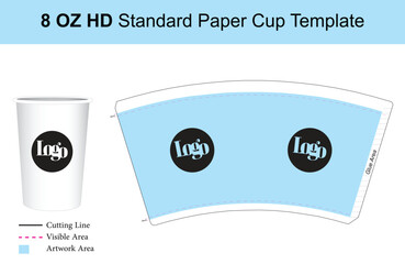 8 ounce single wall paper cup template