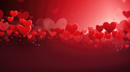 Bright red background with may hearts, valentine's day.