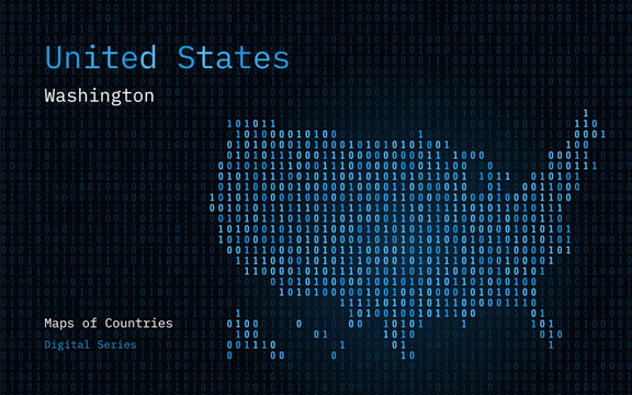 United States of America Blue Map Shown in Binary Code Pattern. TSMC. Matrix numbers, zero, one. World Countries Vector Maps. Digital Series