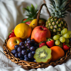 Various kinds of fruit in the basket
