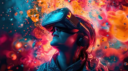 Immersive Virtual Reality Experience, Futuristic Technology, Fantasy Metaverse