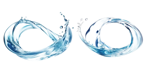Fotobehang Blue water swirl splash with little bubbles isolated on clear png background, liquid flowing in form of wave © TANATPON