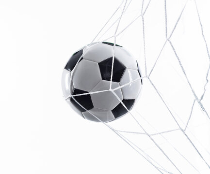 Soccer ball goal success on white background