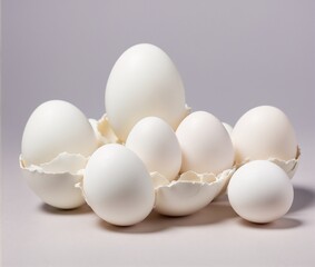 Eggs in a carton box on a gray background.