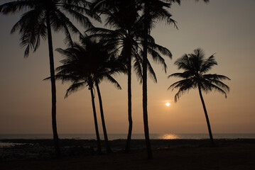 Beautiful and colorful moody romantic landscape or seascape. Sunset. Background. Backdrop. Wallpaper.