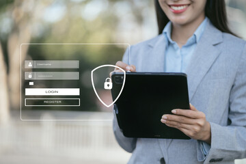 Concept of cyber security, information security and encryption, secure access to user's personal...