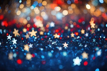 Abstract star bokeh background. Glittering shine lights. Christmas decorations, xmas holiday...