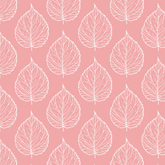 Obraz premium Vector leaf outline sketch illustration seamless repeat pattern digital artwork