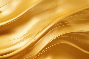 Shiny smooth golden luxury fabric background. Gold draped silk satin. Backdrop for design card, poster, banner, flyer for award, reward, Christmas, birthday, wedding