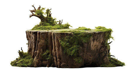 Moss-covered old tree stump cut out - obrazy, fototapety, plakaty