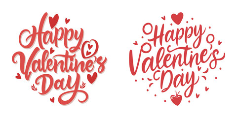 Happy valentine day typography design isolated on white background - obrazy, fototapety, plakaty