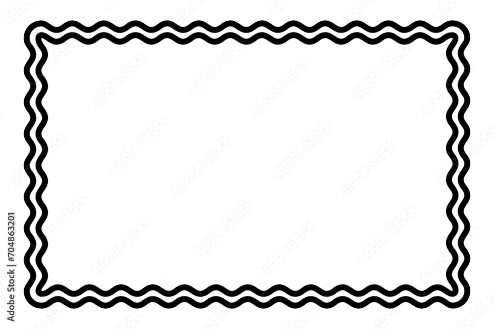 Poster two bold wavy lines forming a rectangle frame. decorative and snake-like rectangular border, made by