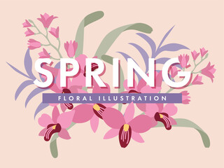 Colorful Spring Floral Illustration Template 
