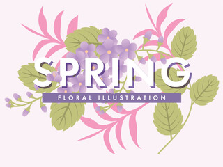Colorful Spring Floral Illustration Template 