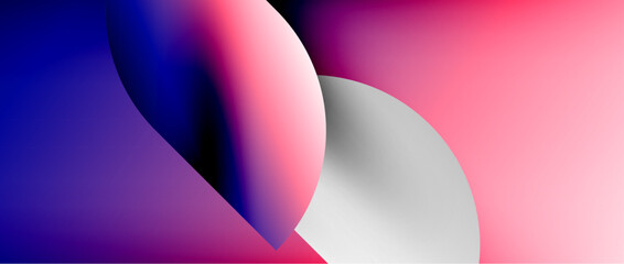 Circles and round shapes with gradients. Minimal abstract background, round geometric shapes, clean and structured design