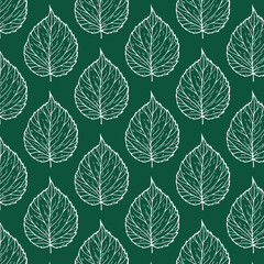 Vector leaf outline sketch illustration seamless repeat pattern digital artwork