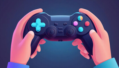 hand holding controller illustration, abstract