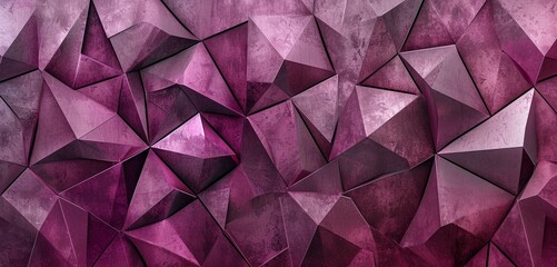 Angular geometric patterns in deep plum and silver, creating a captivating mosaic on a light...