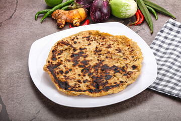 Indian cuisine stuffed Aloo paratha