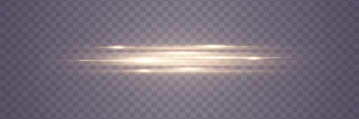 
Light effect on a transparent background. Gold glowing neon lines. A flash of dust and glare and light. Vector illustration. EPS 10