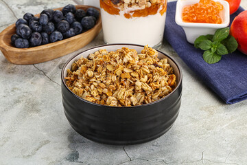 Granola museli cereal for breakfast