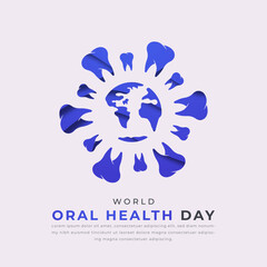 World Oral Health Day Paper cut style Vector Design Illustration for Background, Poster, Banner, Advertising, Greeting Card