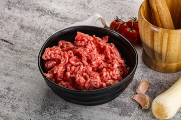 Minced beef meat in the bowl