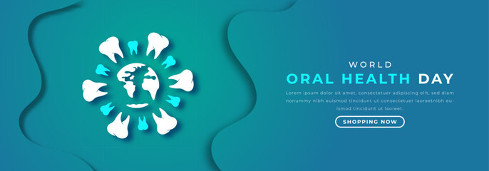 World Oral Health Day Paper cut style Vector Design Illustration for Background, Poster, Banner, Advertising, Greeting Card