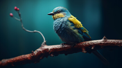 Obraz premium Coracias garrulus on a tree branch