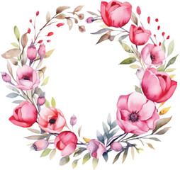 Fototapeta premium The right wreath for Valentine's Day, watercolor on a white background.