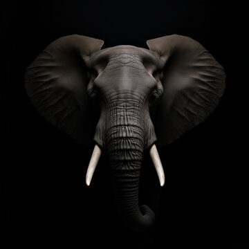 ki ELEFANT vor schwarzer wand, vorlage grafik bild wunderschön anmutihg indischer asiataischer afrikanischer elefant bulle stoßzahn aussterben artenliste rote liste wilderer elfenbein