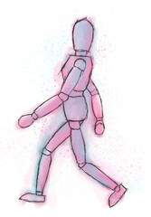 Mannequin walking watercolor style
