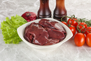 Raw turkey liver in a bowl ready for cooking