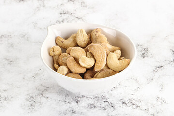 Cashew nuts heap in the bowl